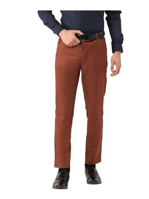 sojanya rust regular slim fit trousers