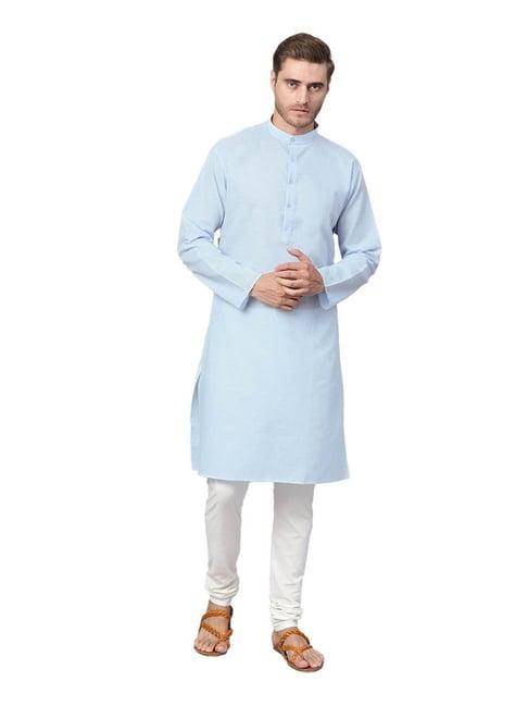 sojanya sky blue & off white regular fit kurta set