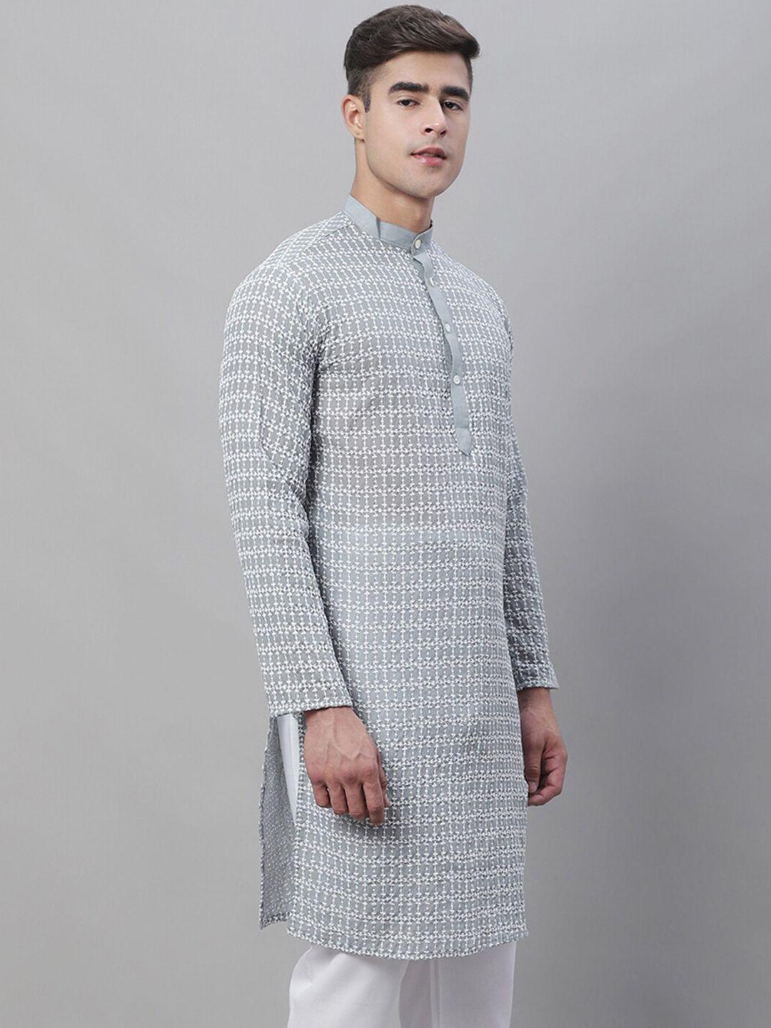 sojanya thread work mandarin collar pure cotton kurta