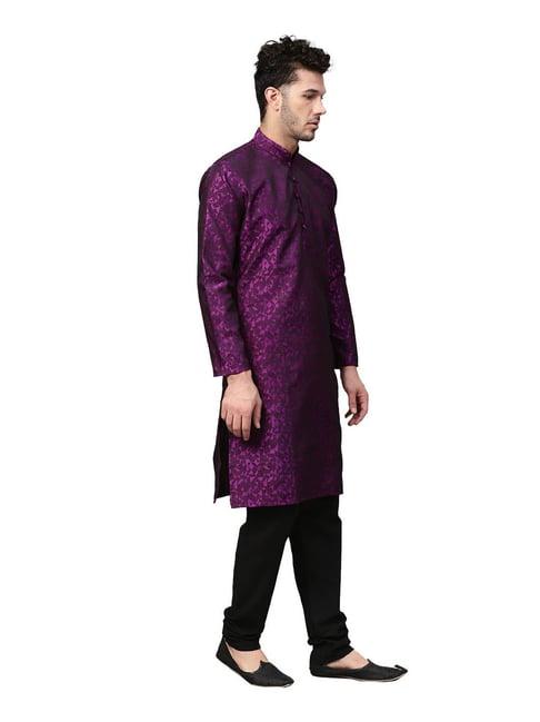 sojanya violet & black self print kurta set