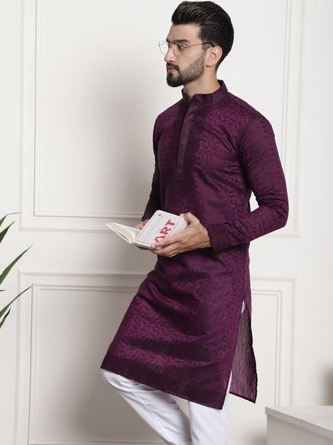 sojanya wine regular fit embroidered kurta