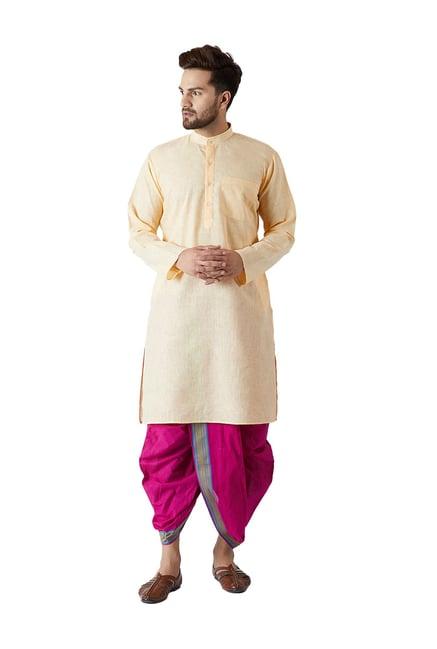 sojanya yellow & pink full sleeves kurta set