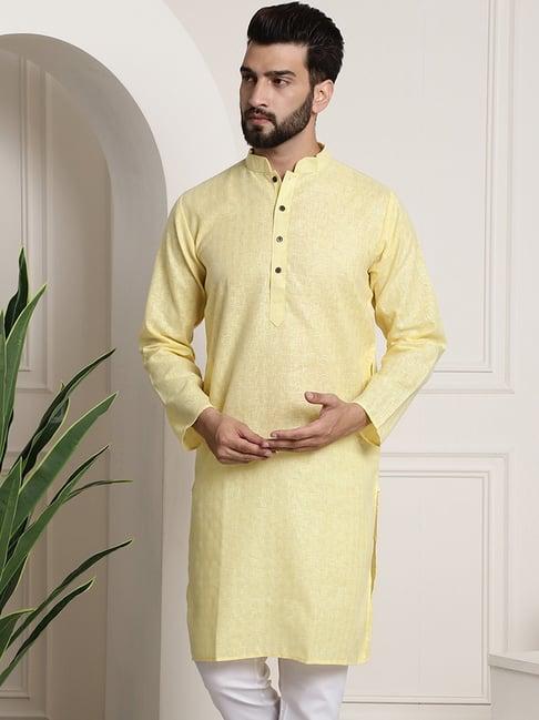 sojanya yellow regular fit checks kurta