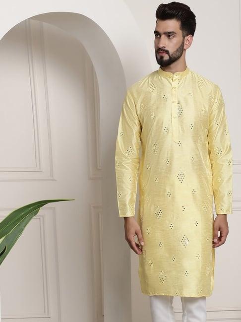 sojanya yellow regular fit embellished kurta