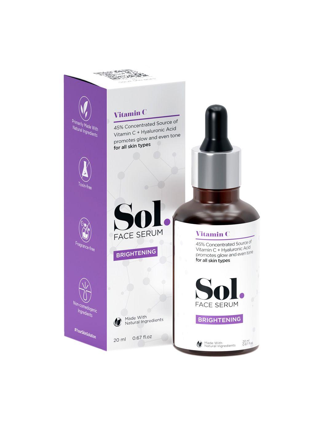 sol. 45% concentrated vitamin c face serum with hyaluronic acid base for glowing skin - 20ml