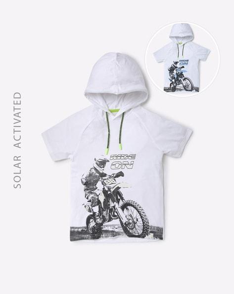 solar reactive print hooded t-shirt