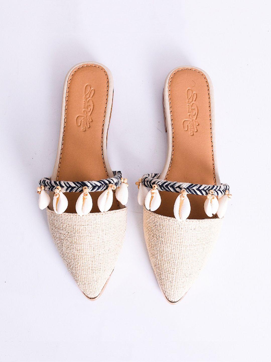 sole house women multicoloured textured mules with tassels flats