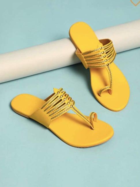 sole house women's yellow toe ring sandals