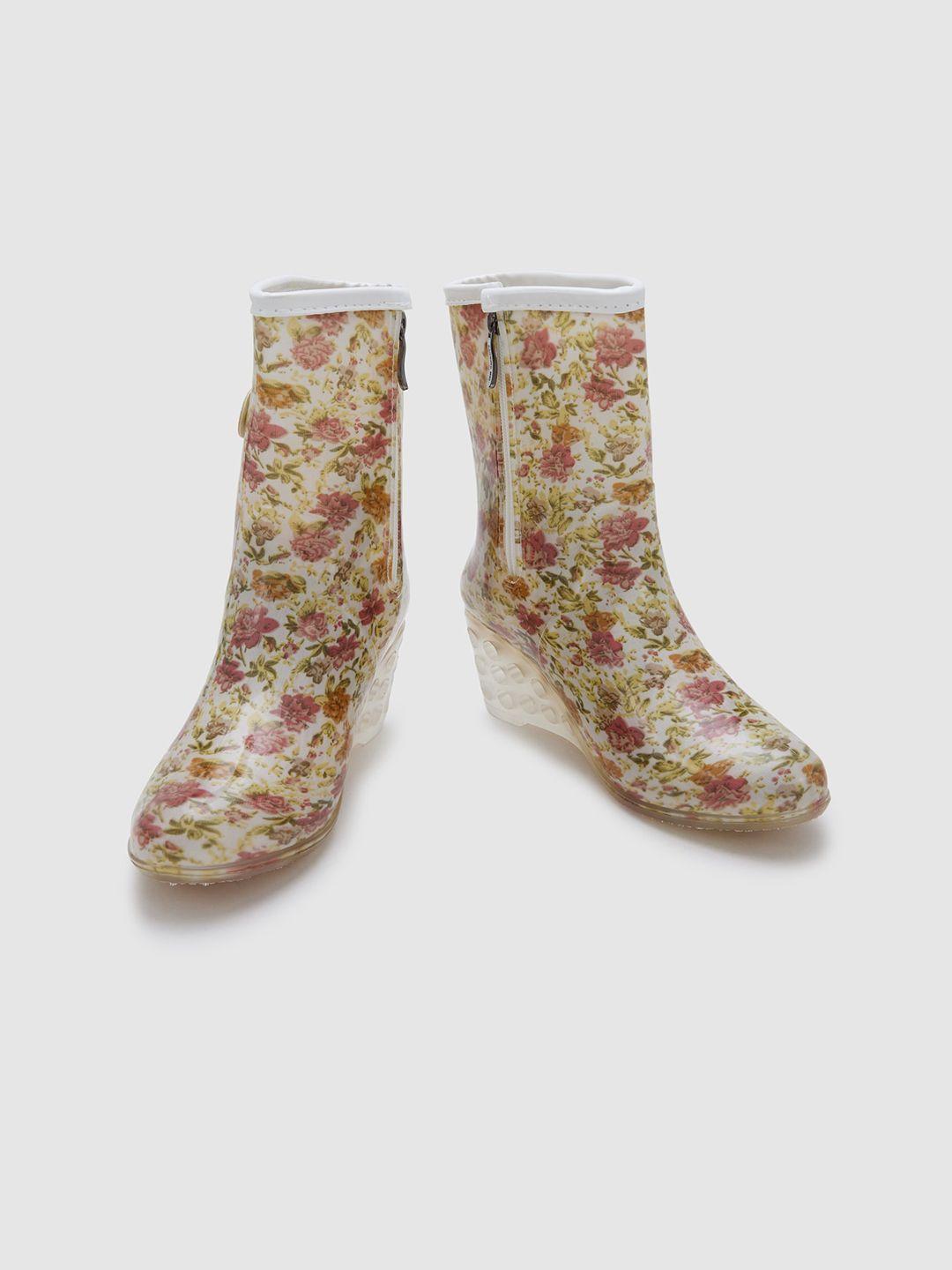 sole to soul women printed wedge heeled rain boots
