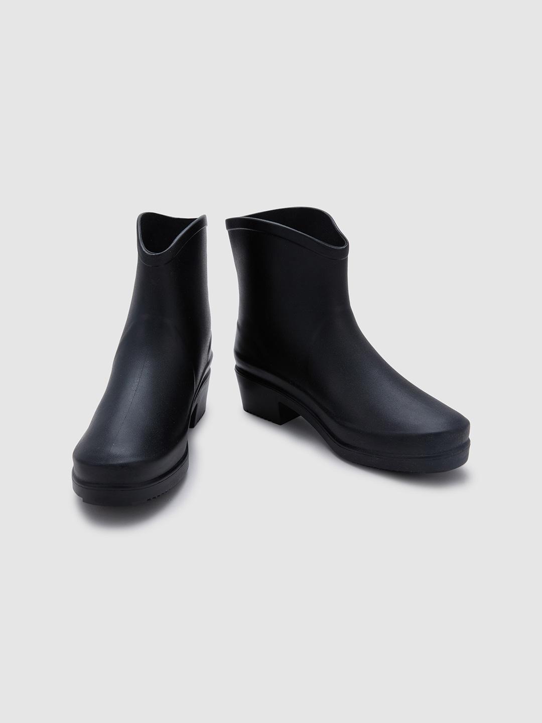 sole to soul women round-toe block heeled rain boots