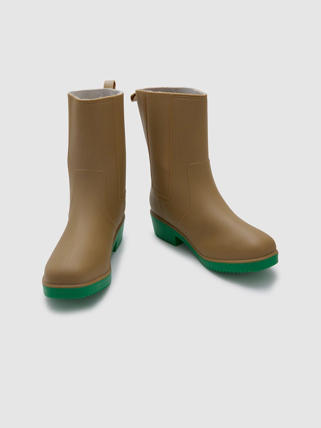 sole to soul women round-toe flatform heeled rain boots