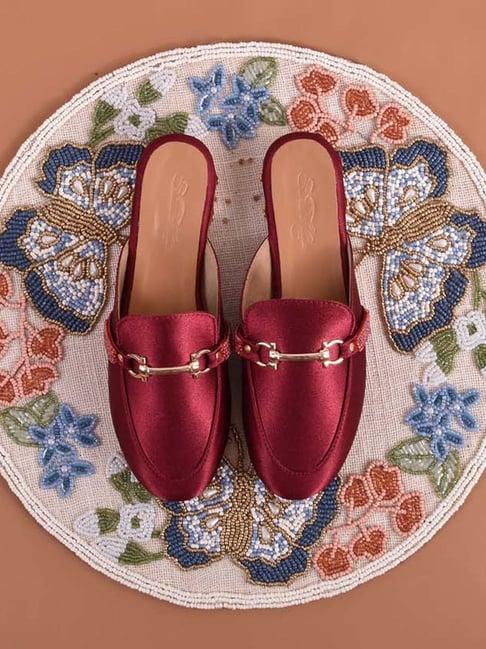 sole house women's maroon mule shoes