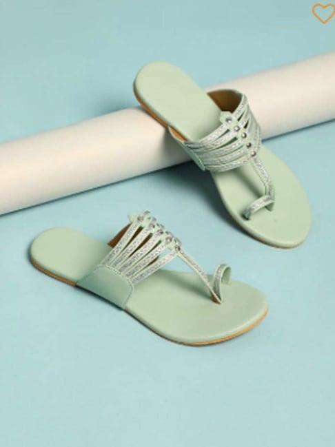 sole house women's sea green toe ring sandals