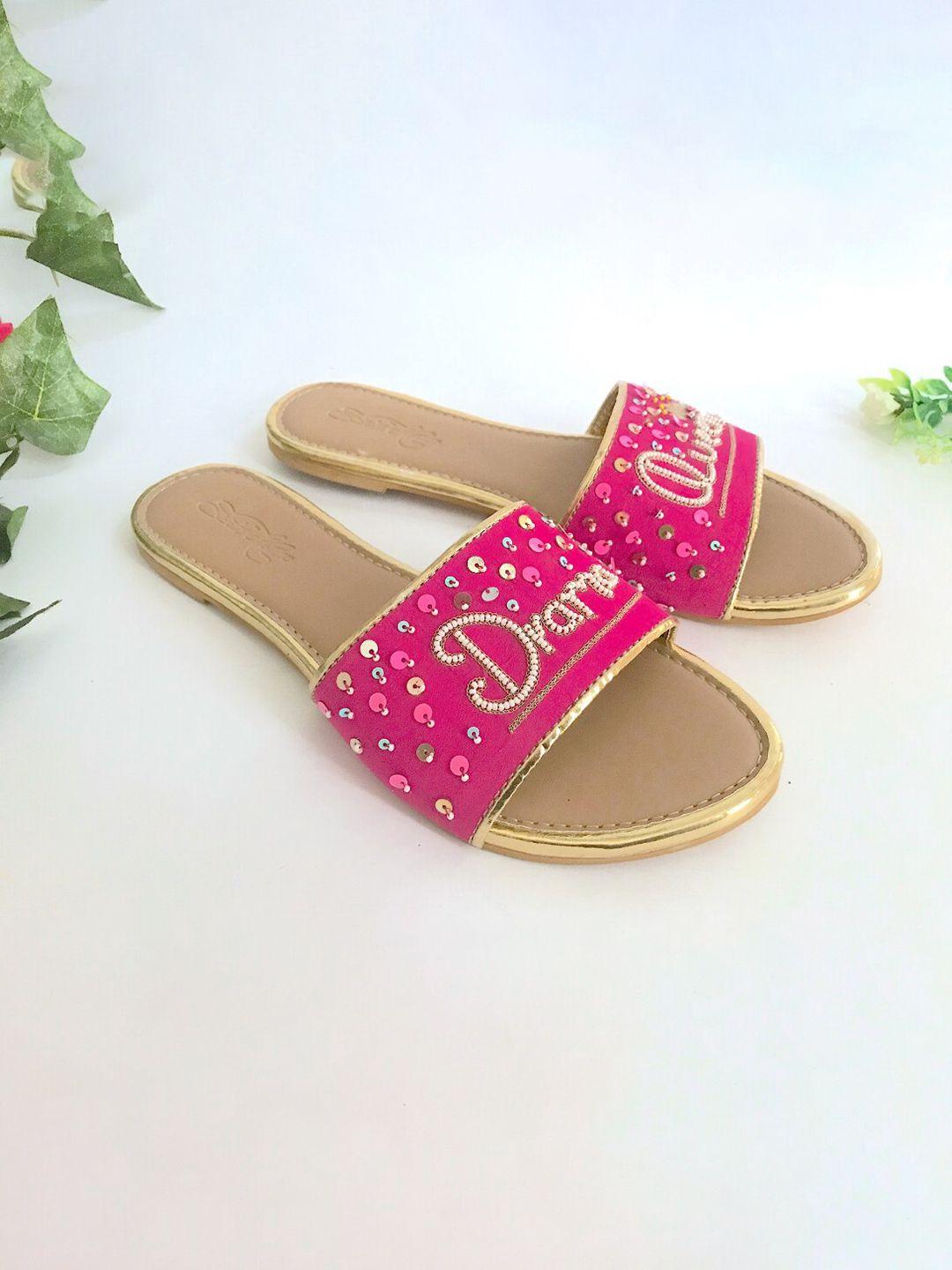 sole house women pink embellished ethnic open toe flats