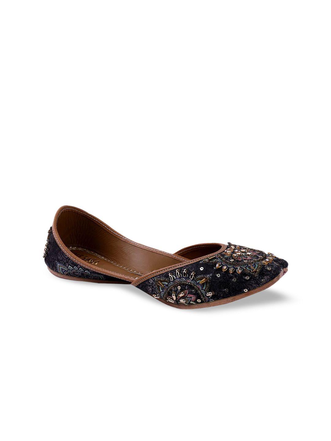 sole saga ethnic embellished square toe leather mojaris