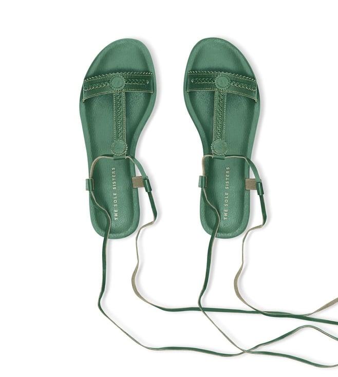 sole sisters green koladiators tie-ups sandals