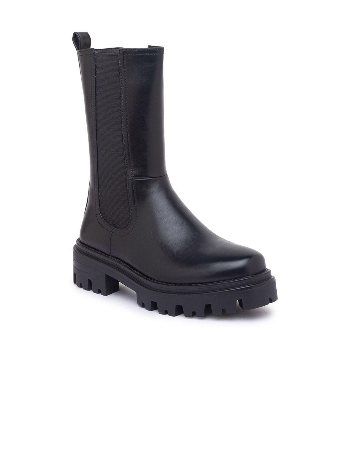 sole to soul black high-top platform heeled boots