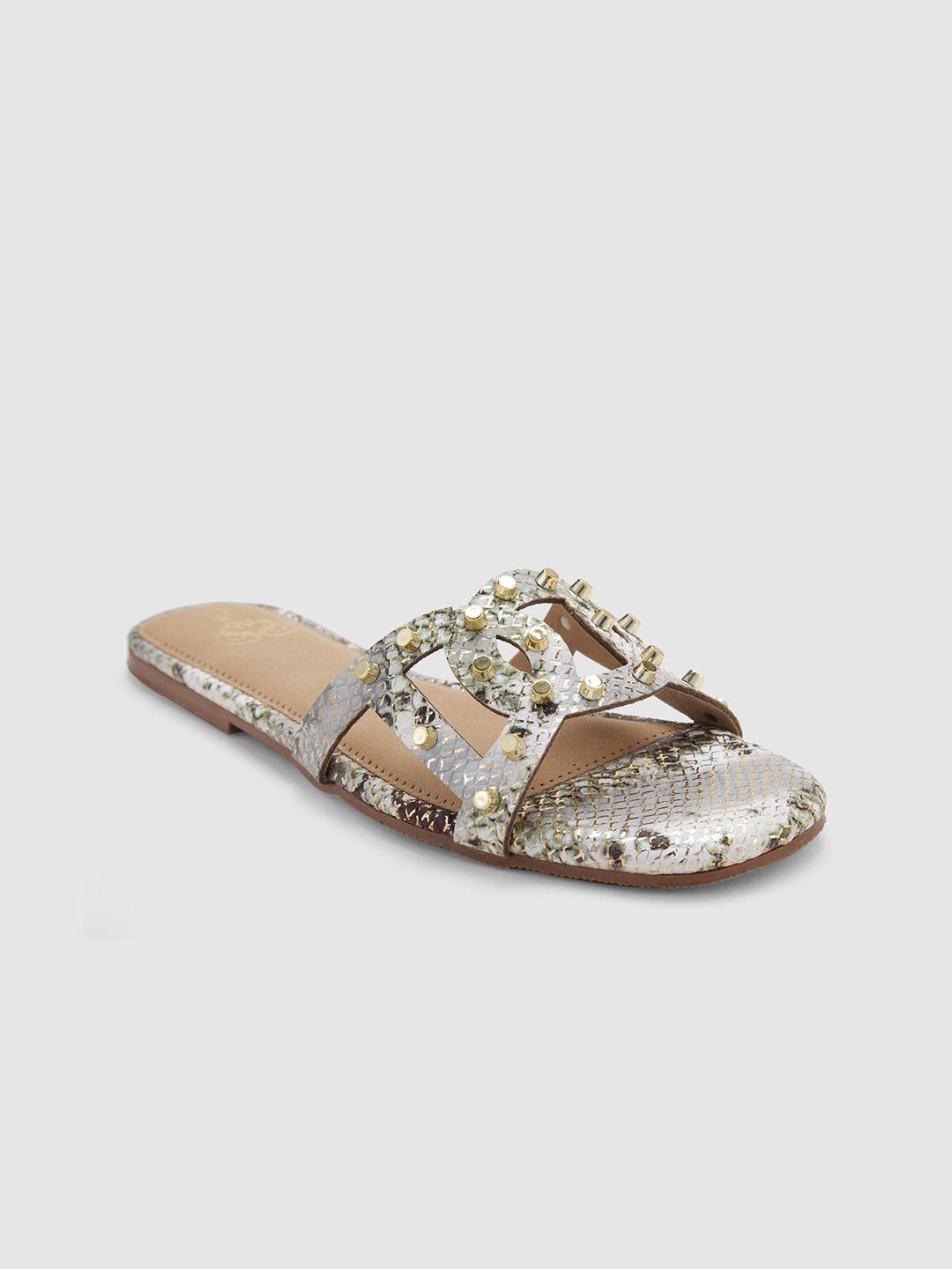 sole to soul women gold-toned embellished open toe flats