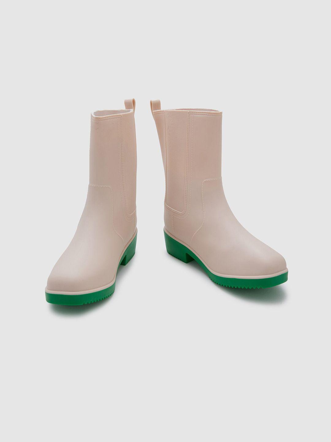 sole to soul women round-toe block heeled rain boots