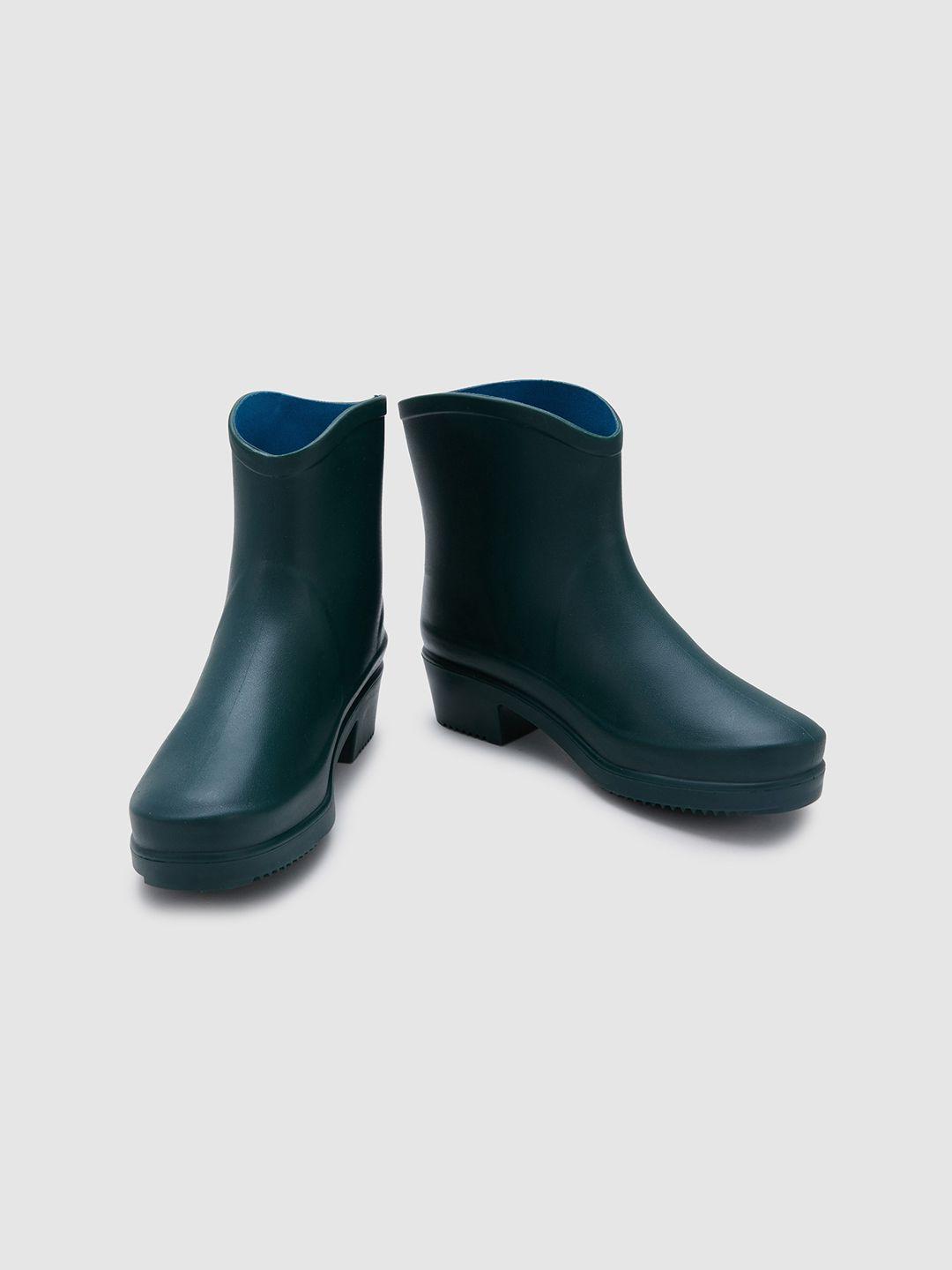 sole to soul women round-toe block-heeled rain boots