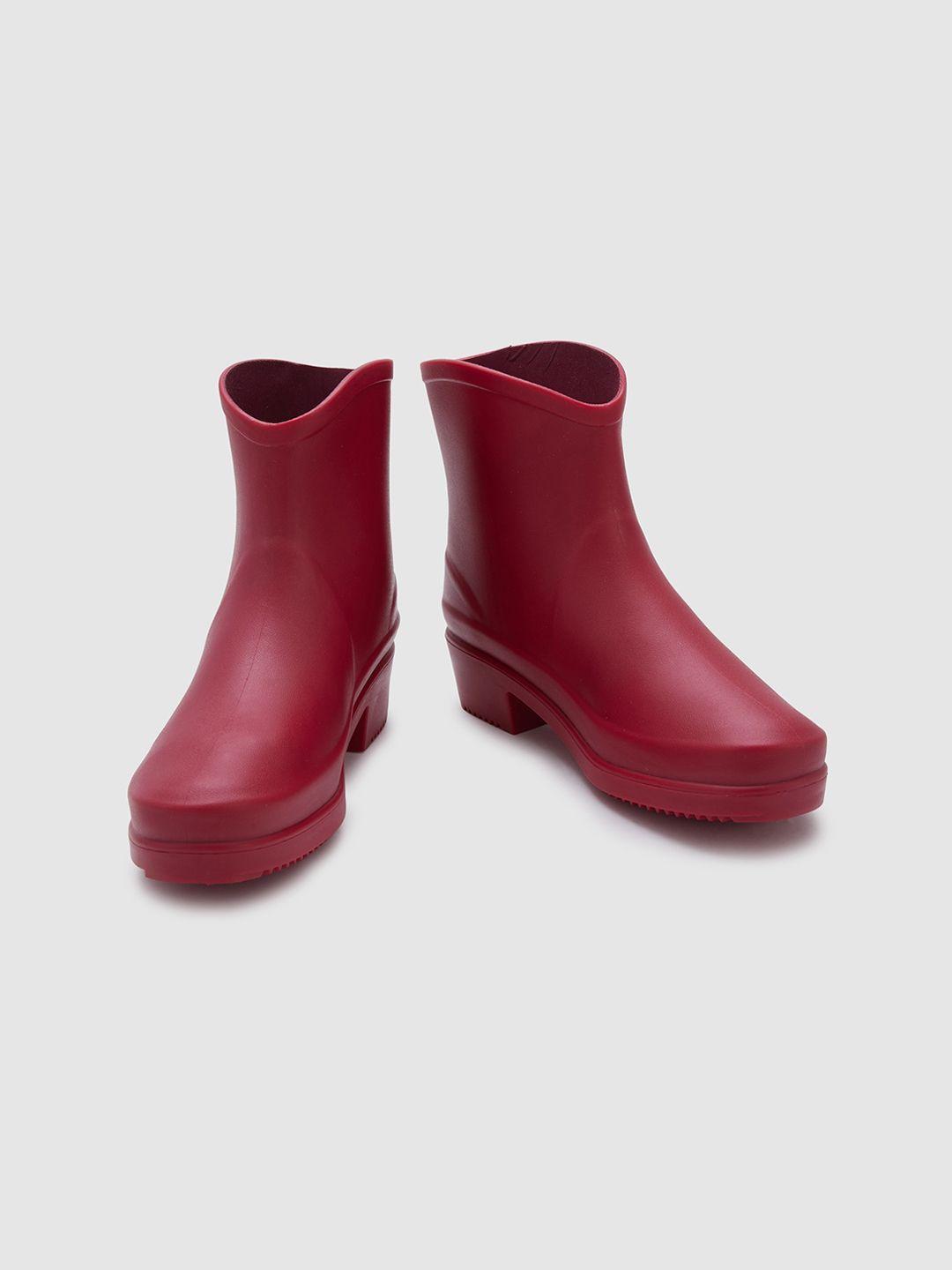 sole to soul women round-toe block-heeled rain boots