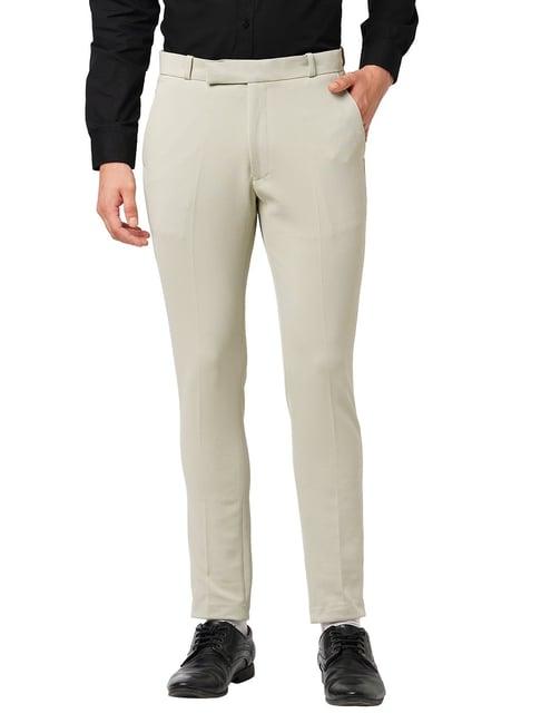solemio lime green regular fit flat front trousers