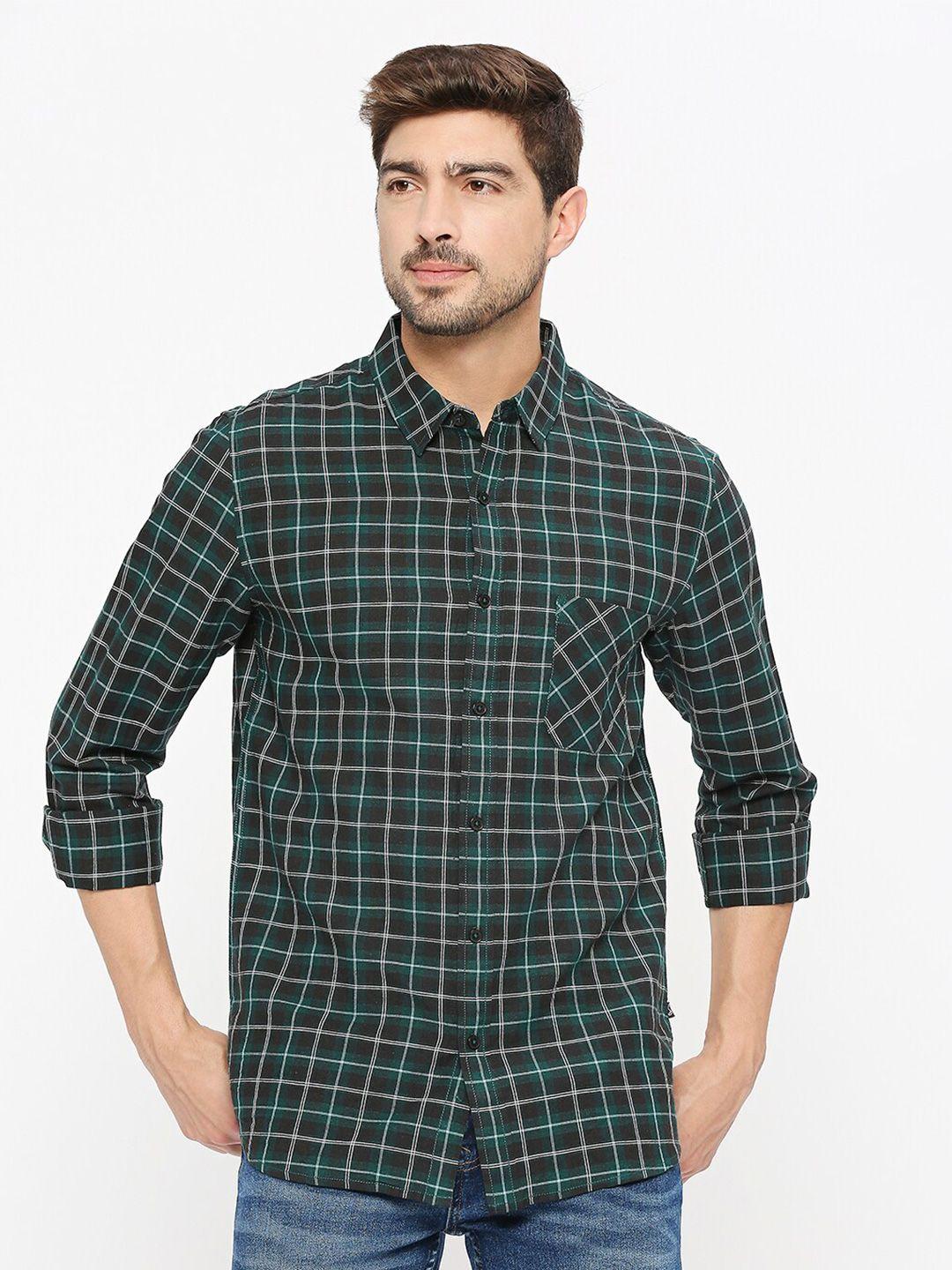 solemio comfort slim fit checked casual cotton shirt