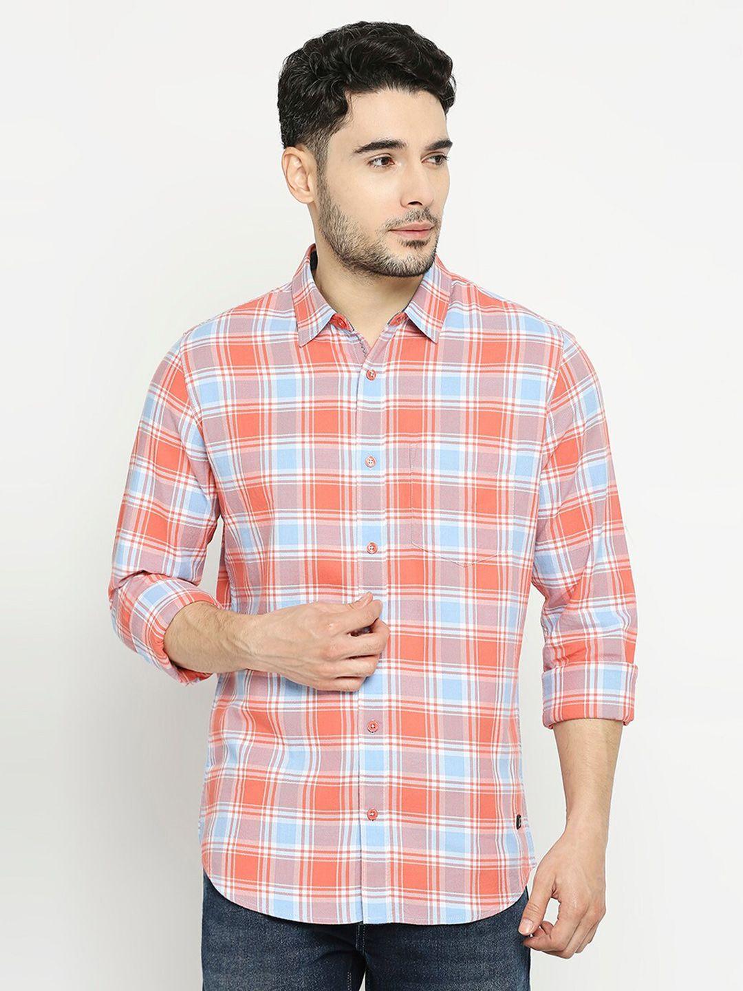 solemio comfort tartan checked twill pure cotton slim fit casual shirt