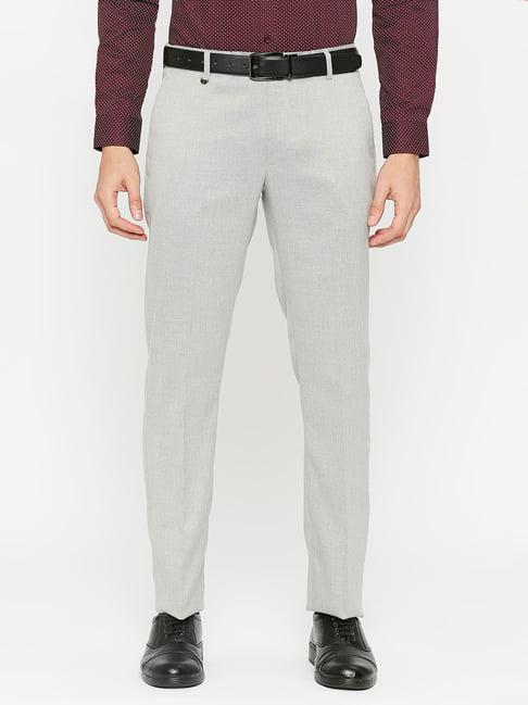 solemio grey slim fit flat front trousers