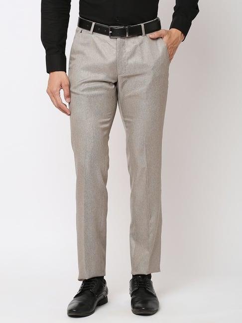 solemio light khaki slim fit flat front trousers