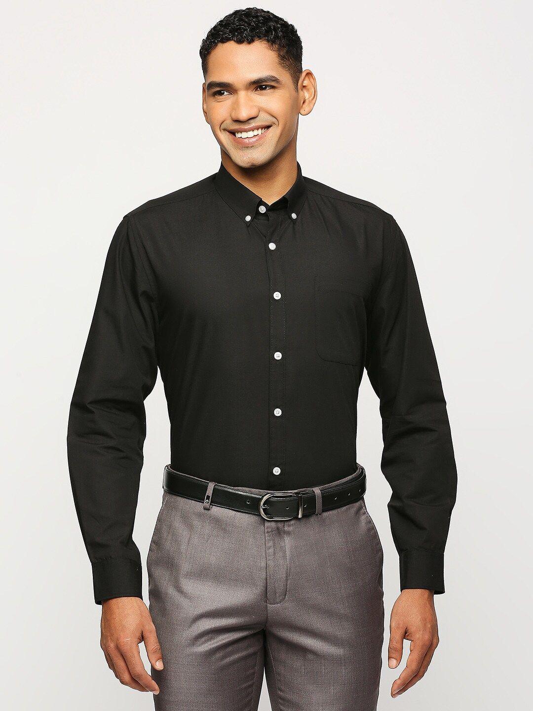 solemio men black classic opaque formal shirt