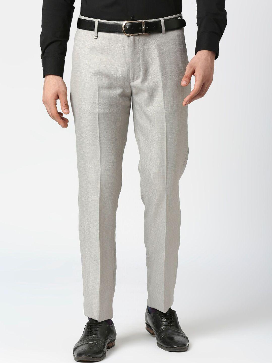 solemio men flat-front mid-rise formal trousers