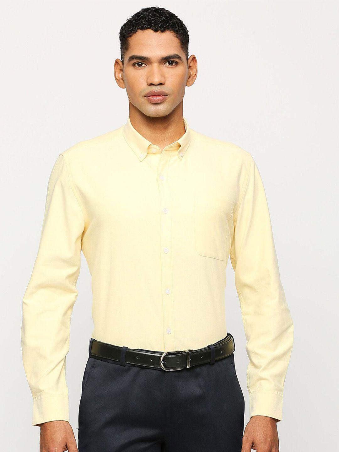 solemio men yellow classic opaque formal shirt