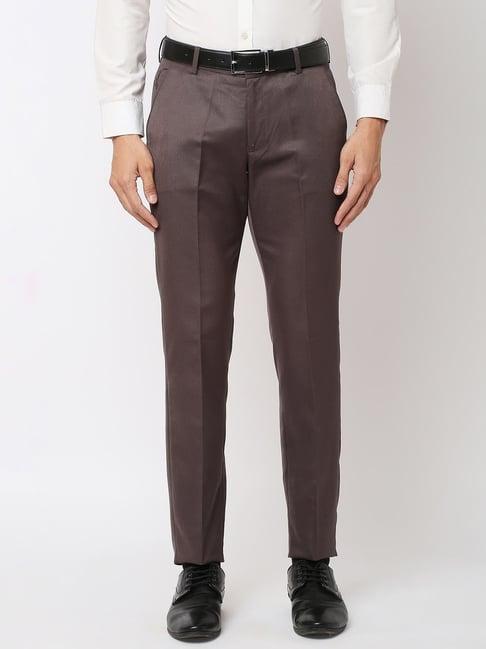 solemio purple slim fit flat front trousers