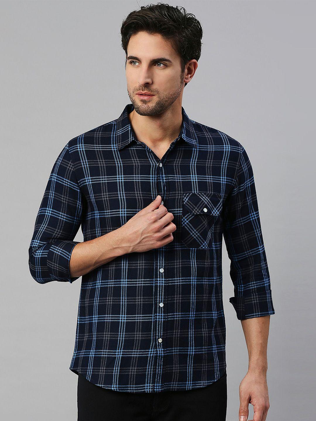 solemio tartan checked slim fit pure cotton casual shirt