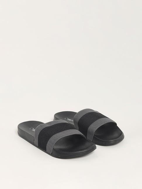 soleplay by westside grey & black broad-strap slides
