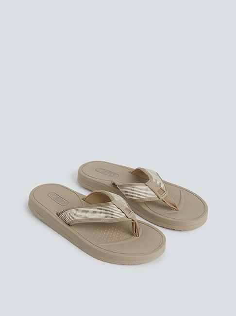 soleplay by westside beige patterned flip-flops