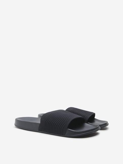 soleplay by westside black chevron textured slides