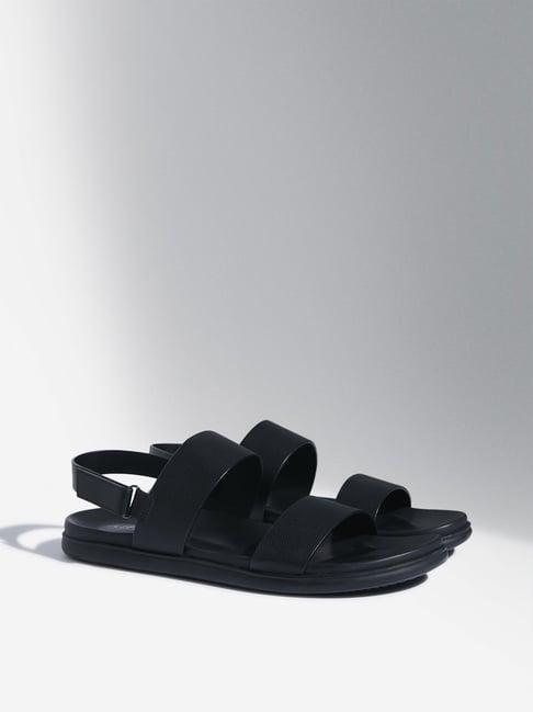 soleplay by westside black multi-strap leather sandals