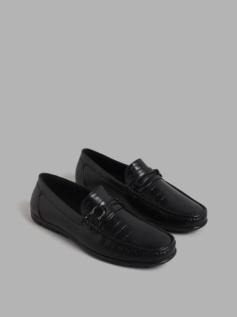 soleplay by westside black self-patterned loafers