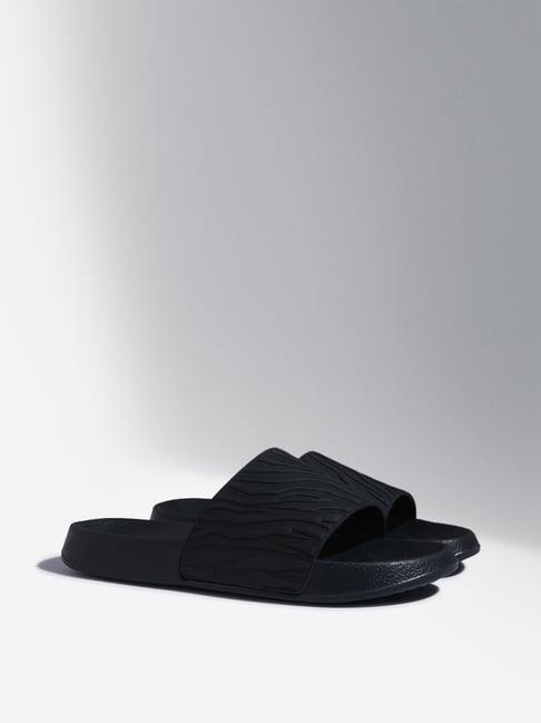 soleplay by westside black wave-textured pool slides