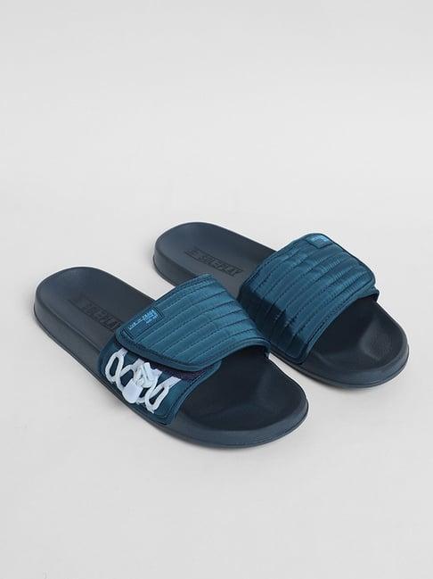 soleplay by westside blue quilt utility slides