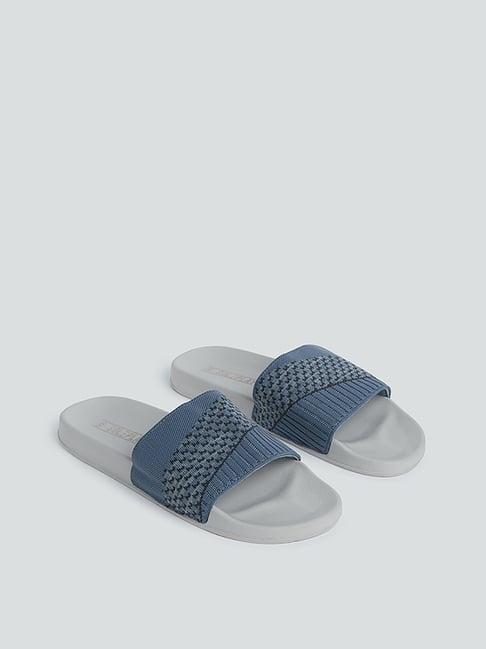 soleplay by westside blue textured slides