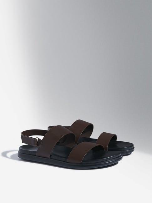 soleplay by westside dark brown multi-strap leather sandals