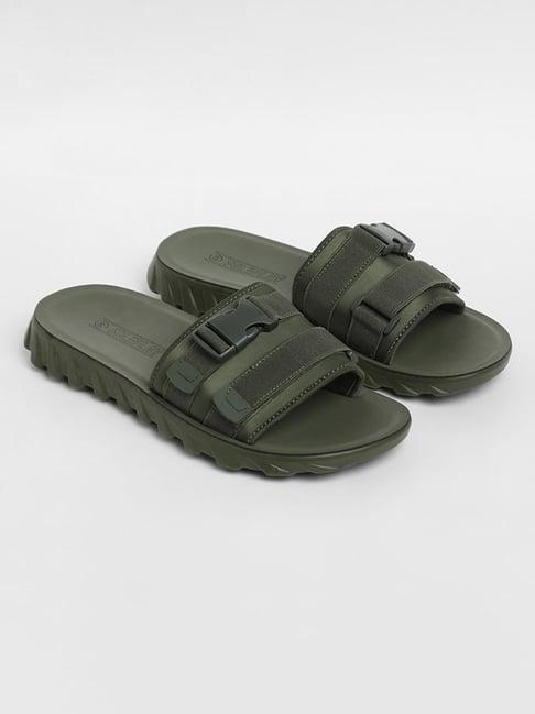 soleplay by westside dusty olive colored utility slides
