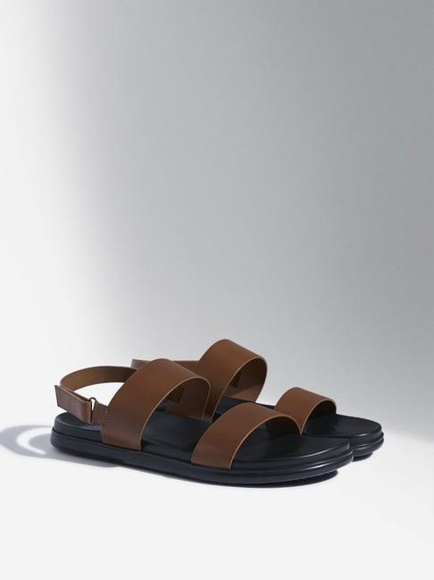 soleplay by westside tan multi-strap leather sandals