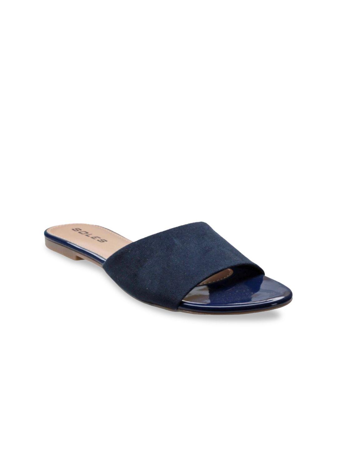 soles women blue open toe flats