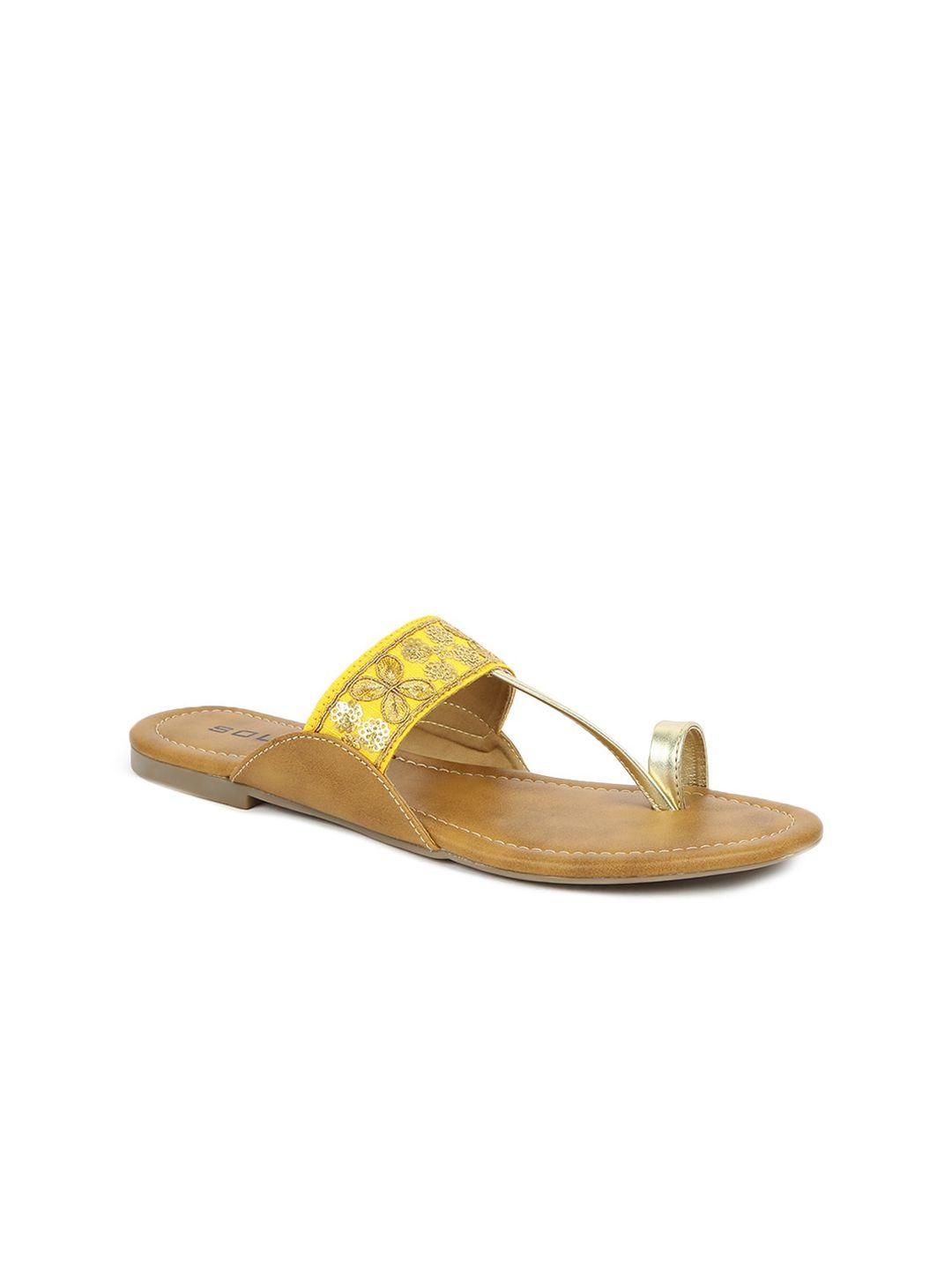 soles women yellow party one toe flats