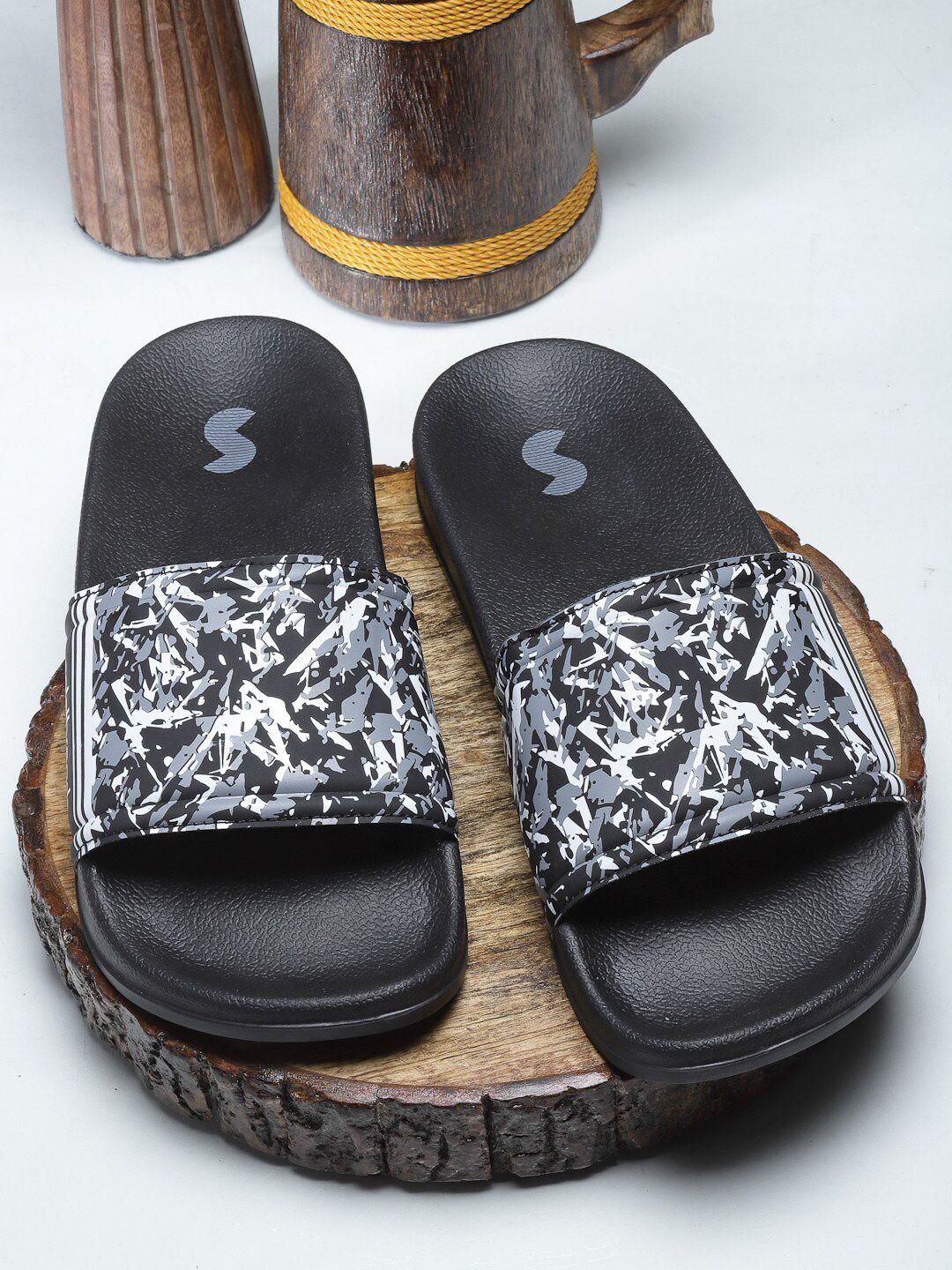 solethreads men abstract printed sliders