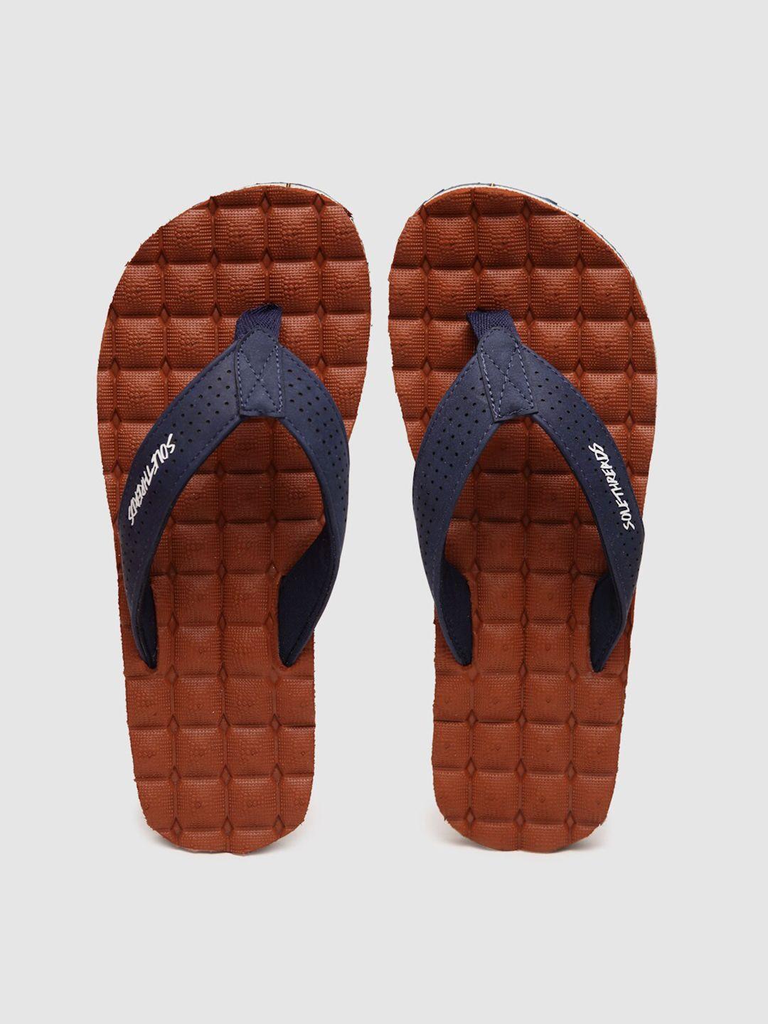 solethreads men tan & blue thong flip-flops